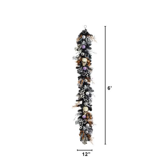 6ft. Artificial Halloween Black Garland with Skulls, Eyeballs & Spiders